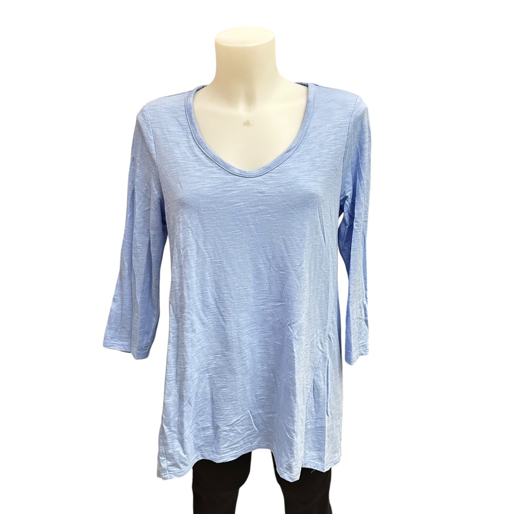Chico's The Ultimate Tee‎ 3/4 Sleeve Cotton Blend Top Size 0/Small Periwinkle
